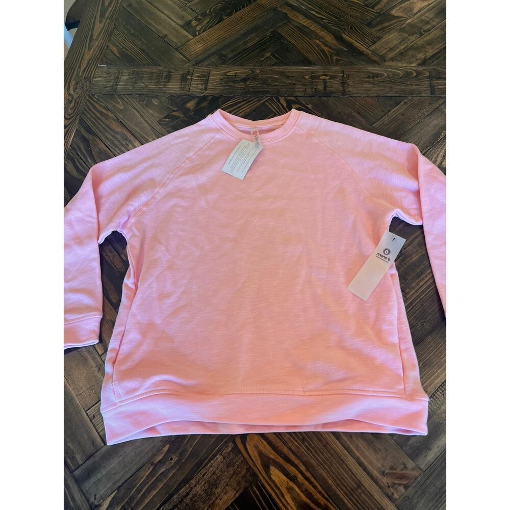 MONO B Paris Pink Preppy Crew Neck Sweater Women Small Athletic Lounge Comfy